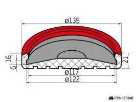 Опора резиновая на домкрат подкатной ø122 h21